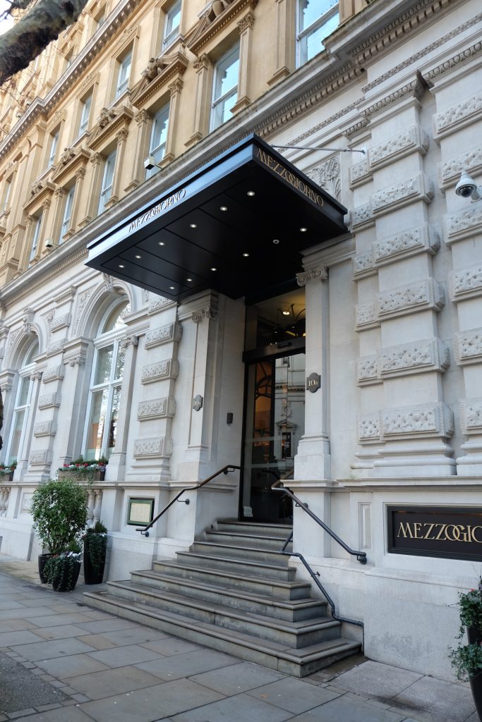 The door of Mezzogiorno restaurant