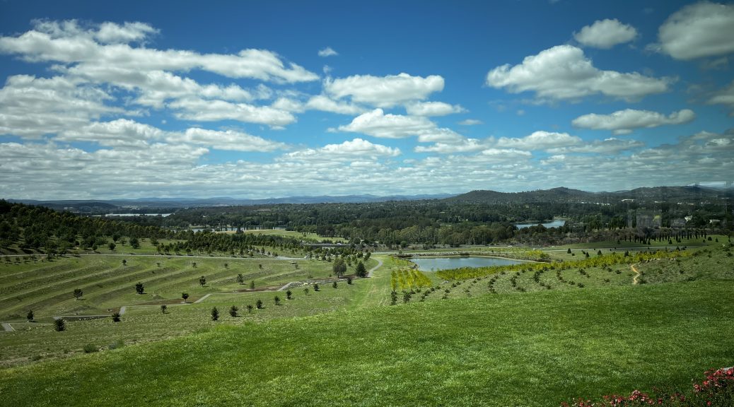 Sunny hills in the View from Canberra Arboretum