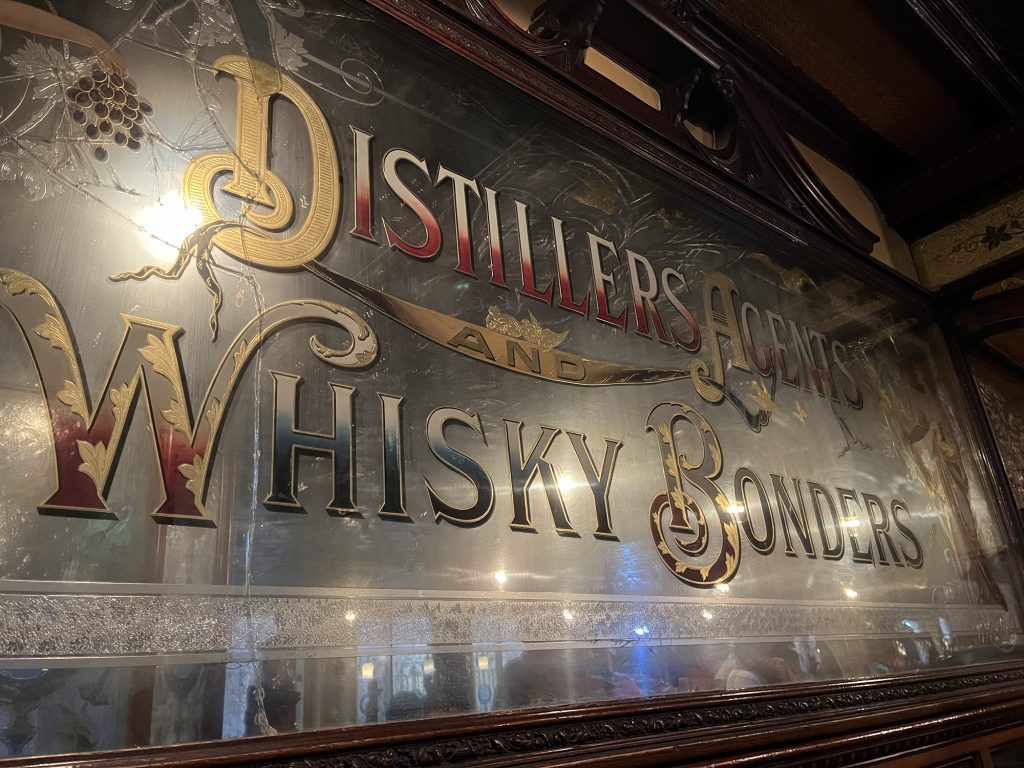 Mirror inside Belfast Crown Liquor store pub