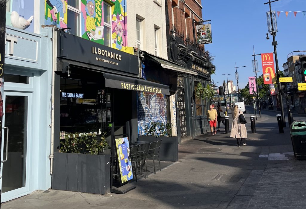 Il Botanico on Camden high street on a sunny day without crowds